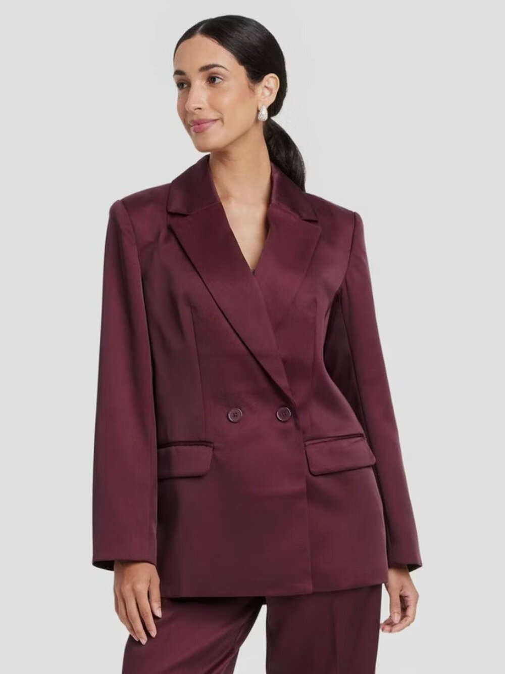 A New Day Burgundy Structured Satin Blazer XXL
